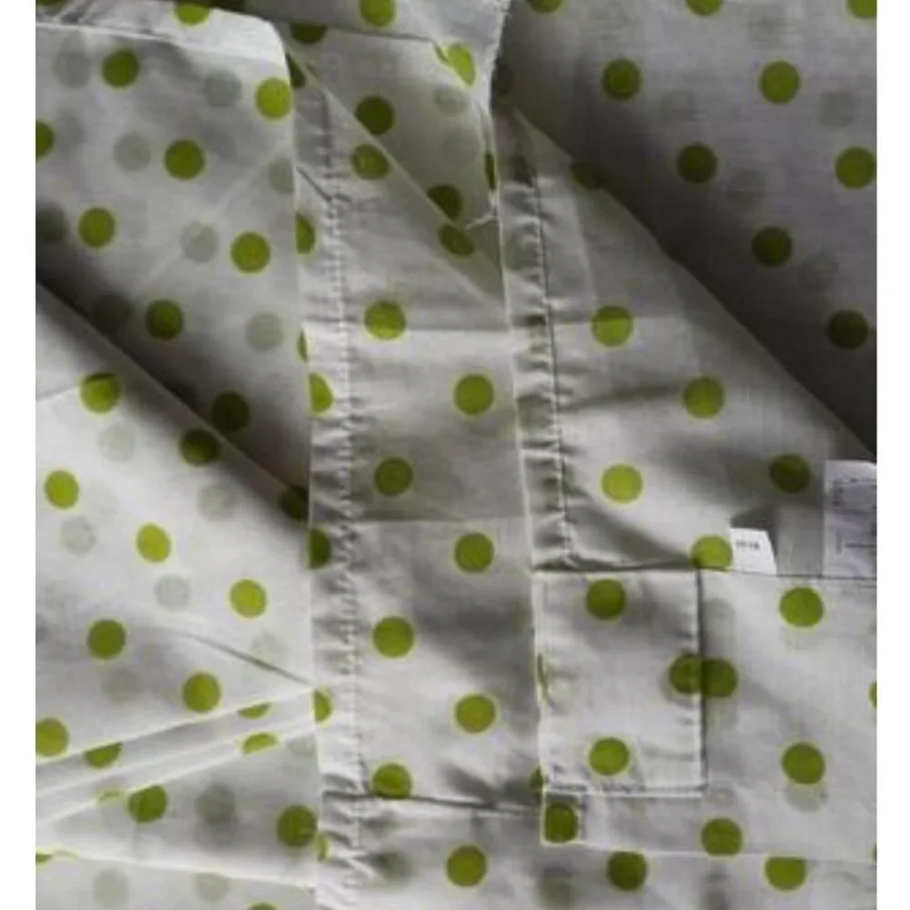 GRONSKA PRICKAR - Semi-Sheer White Curtain Green Dots - IKEA - Set of 2 Panels
